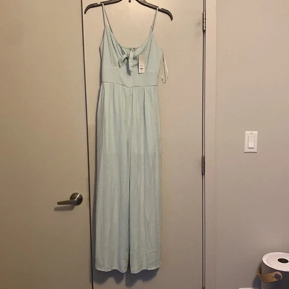 Francesca’s NWT Mint Green Knot Tie Front Jumpsuit Womens Size S - Picture 5 of 7